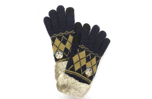 ドラえもんのスマホ対応手袋！手首部分がふわふわ素材できもちいいよ♪